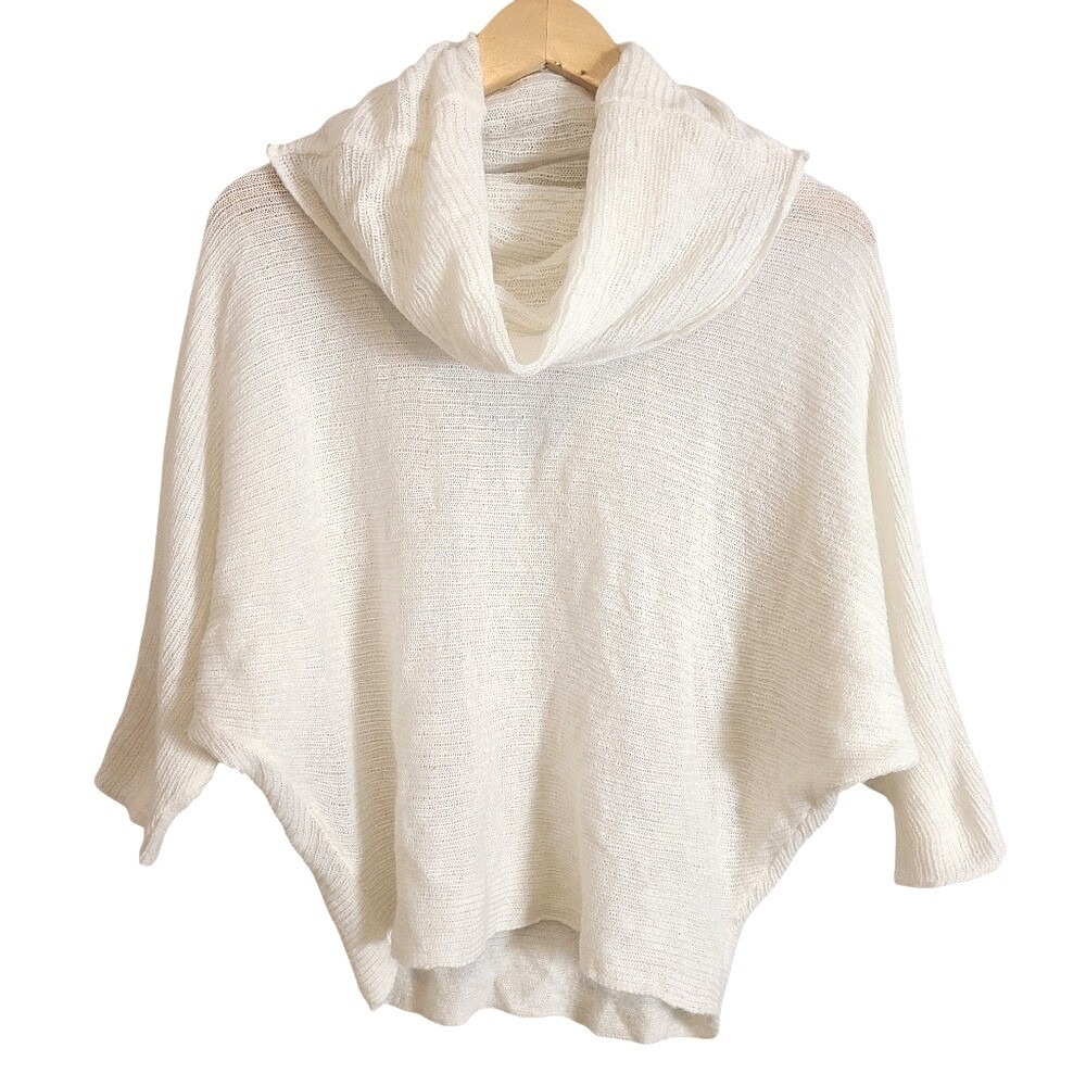 Jacob‎ Off-White Laceweight Mohair Half Sleeve Cowl Sweater